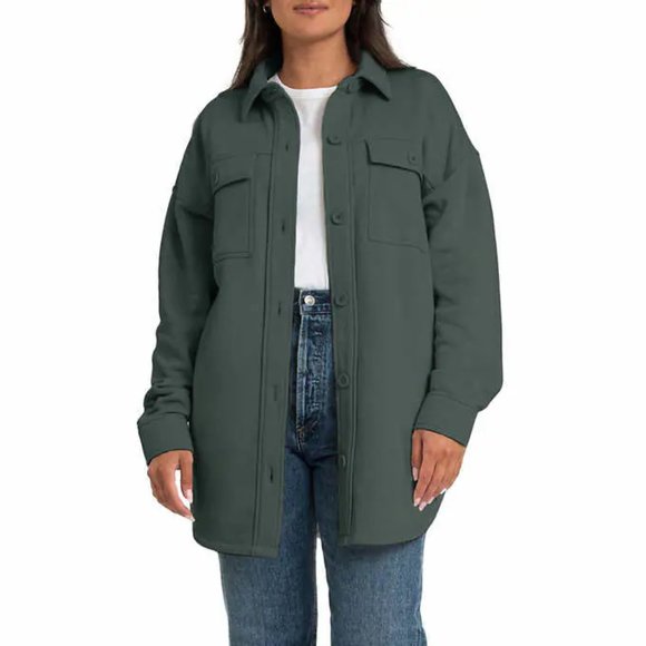NWT Womens Lazy Pants Long Sleeve Fleece 'Shacket' Green Size S/P $60 8D117 - Picture 1 of 1